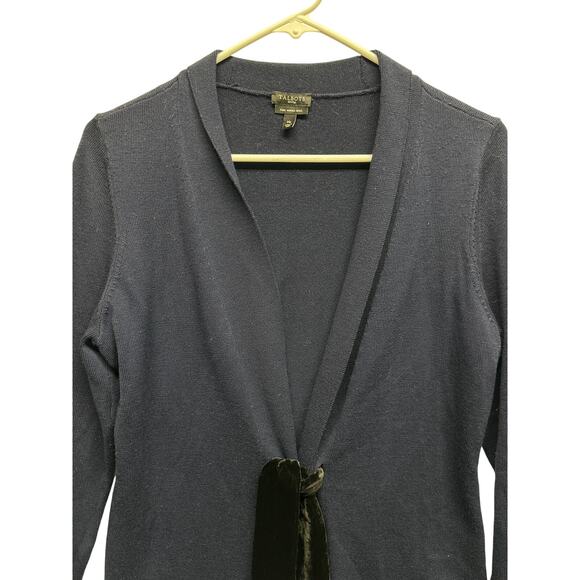 Talbots Petites Navy Merino Wool Cardigan with Velvet Tie Belt MP - Picture 3 of 7